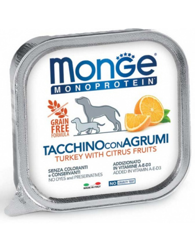 MONGE MONOPROTEIN TACCHINO CON AGRUMI 150 GR