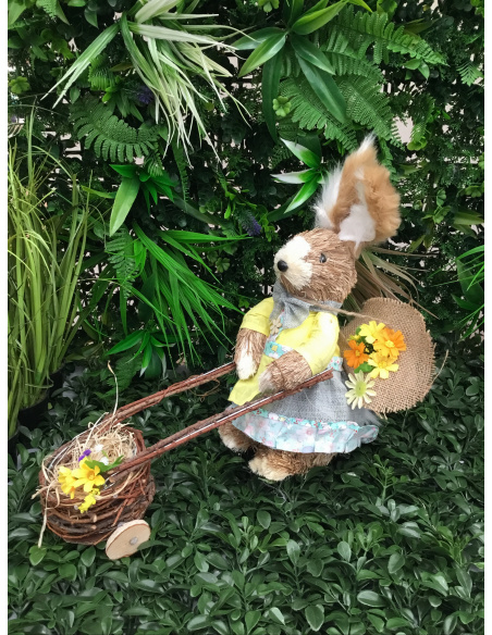 CONIGLIO IN PAGLIA PASQUALE H.37 CON CARRETTO