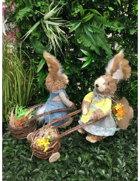 CONIGLIO IN PAGLIA PASQUALE H.37 CON CARRETTO