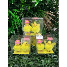 CONFEZIONE COPPIA 2 PULCINI GIALLI CON CAPPELLO  2