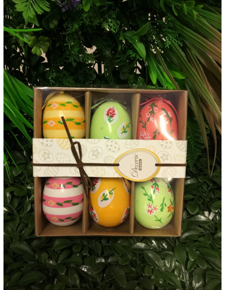 CONFEZIONE 6 UOVA DECORATE ASSORTITE 7,5 CM