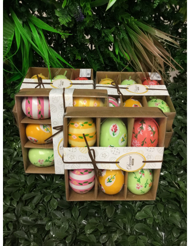 CONFEZIONE 6 UOVA DECORATE ASSORTITE 7,5 CM