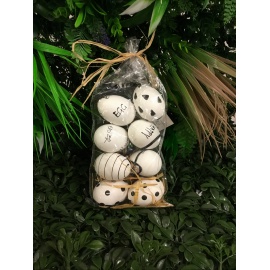 CONFEZIONE 8 UOVA ASSORTITE 6 CM BIANCHE E NERE