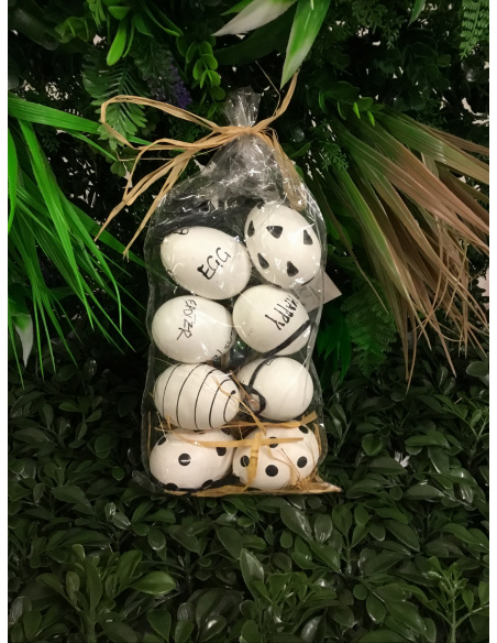 CONFEZIONE 8 UOVA ASSORTITE 6 CM BIANCHE E NERE