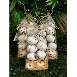 CONFEZIONE 8 UOVA ASSORTITE 6 CM BIANCHE E NERE 2