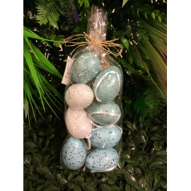 CONFEZIONE 8 UOVA ASSORTITE 6 CM AZZURRE E BIANCHE