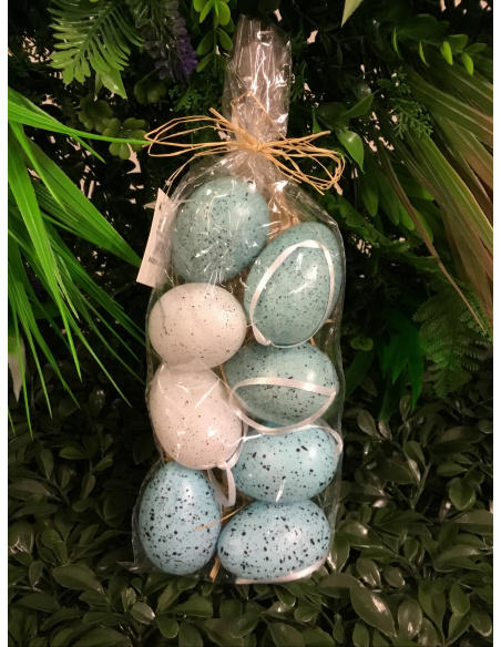 CONFEZIONE 8 UOVA ASSORTITE 6 CM AZZURRE E BIANCHE