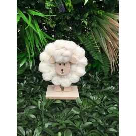 PECORA CON BASE IN LEGNO 15CM