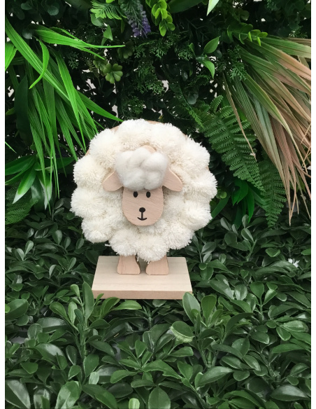 PECORA CON BASE IN LEGNO 15CM