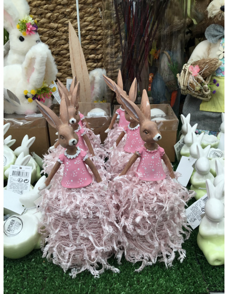 CONIGLIETTO IN TERRACOTTA CON BASE IMBOTTITA H.18 CM