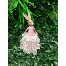 CONIGLIETTO IN TERRACOTTA CON BASE IMBOTTITA H.18 CM 2