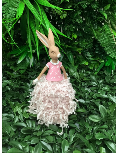 CONIGLIETTO IN TERRACOTTA CON BASE IMBOTTITA H.18 CM