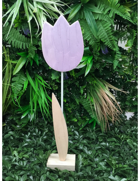 TULIPANO IN LEGNO DECORATIVO H.41 CM SMALTATO LILLA