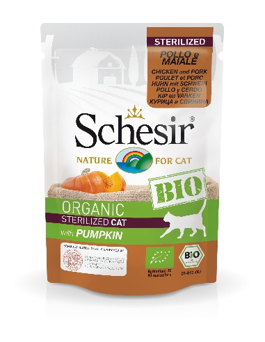 SCHESIR CAT BIO STERILIZZATO POLLO MAIALE E ZUCCA 85 GR