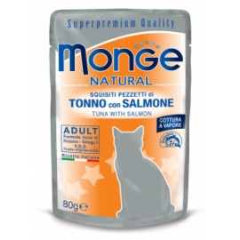 MONGE NATURAL TONNO CON SALMONE 80 GR