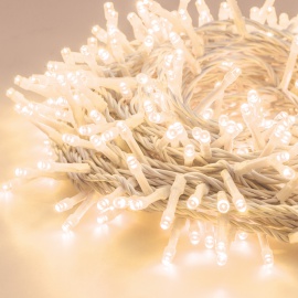 Catena Luminosa 300 LED FILO BIANCO luce CALDA