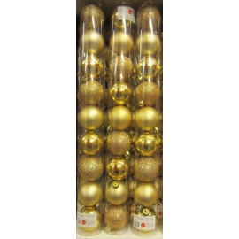 Palline di Natale, Tubo 9 Sfere Plastica 6cm ORO