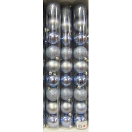 Palline di Natale, Tubo 9 Sfere Plastica 6cm AZZURRO