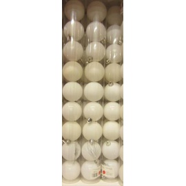 Palline di Natale, Tubo 9 Sfere Plastica 6cm BIANCO
