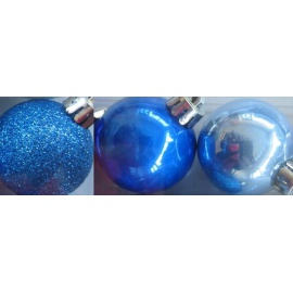 Palline di Natale, Tubo 9 Sfere Plastica 6cm  MIX BLU/AZZURRO
