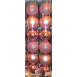 Palline di Natale, Tubo 6 Sfere Plastica 8cm ROSA