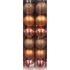 Palline di Natale, Tubo 6 Sfere Plastica 8cm RAME