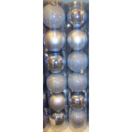 Palline di Natale, Tubo 6 Sfere Plastica 8cm AZZURRO