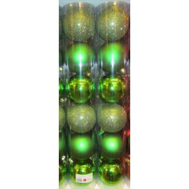 Palline di Natale, Tubo 6 Sfere Plastica 8cm VERDE
