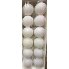 Palline di Natale, Tubo 6 Sfere Plastica 8cm BIANCO