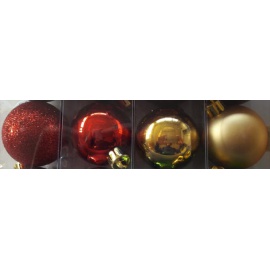 Palline di Natale, Tubo 6 Sfere Plastica 8cm MIX ROSSO/ORO