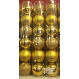 Palline di Natale, Tubo 6 Sfere Plastica 10cm ORO