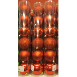 Palline di Natale, Tubo 6 Sfere Plastica 10cm ROSSO