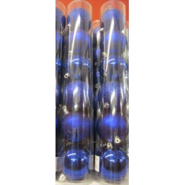Palline di Natale, Tubo 6 Sfere Plastica 10cm BLU