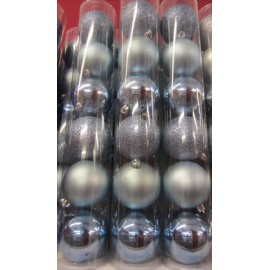 Palline di Natale, Tubo 6 Sfere Plastica 10cm AZZURRO