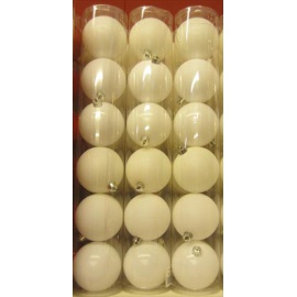 Palline di Natale, Tubo 6 Sfere Plastica 10cm BIANCO