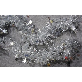 Festone Natalizio ARGENTO con Stelline  2Mt 