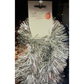 Festone Natalizio Ricco, ARGENTO, 2Mt, 10 Cm Diametro 