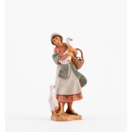 Statuette per Presepe,  Pastorella con oche,  Cm9,5
