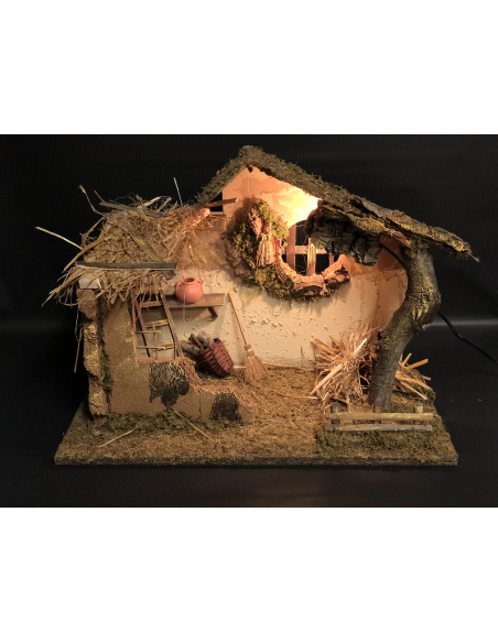 Capanna per Presepe, 50X26X37cm con Luce