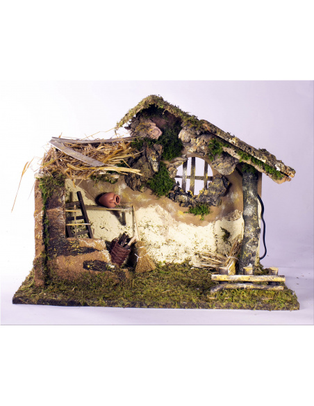 Capanna per Presepe, 50X26X37cm con Luce