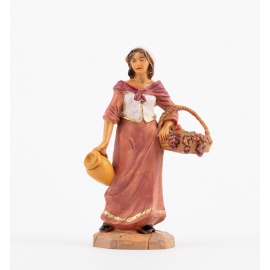 Statuette per Presepe, Pastorella con Uva,  Cm9,5