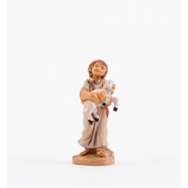 Statuette per Presepe, Bimbo con Agnello,  Cm9,5