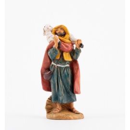 Statuette per Presepe, Pastore Anziano con Pecora,  Cm9,5