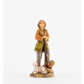 Statuette per Presepe, Pastore con Pecora distesa,  Cm9,5