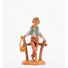 Statuette per Presepe, Pastore sulla staccionata,  Cm10