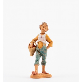 Statuette per Presepe, Pastore con cestino,  Cm10