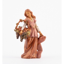 Statuette per Presepe, Pastorella con cesto di frutta,  Cm12