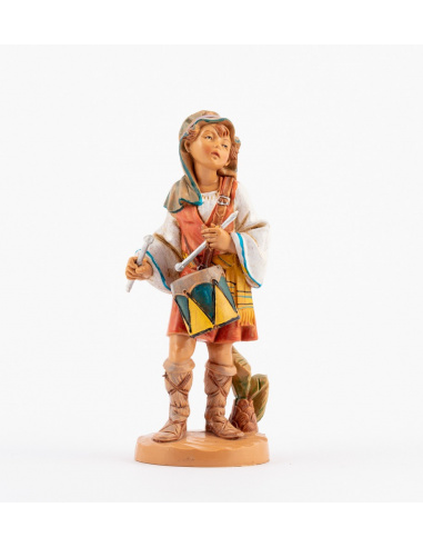 Statuette per Presepe, Pastore con tamburo,  Cm12