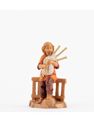 Statuette per Presepe, Ragazzo con zampogna,  Cm12