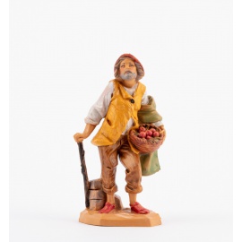 Statuette per Presepe, Pastore con cestino,  Cm12